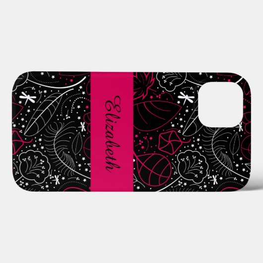 Gepersonaliseerde vrouwelijke veren en bloemen Case-Mate iPhone case (Achterkant (horizontaal))