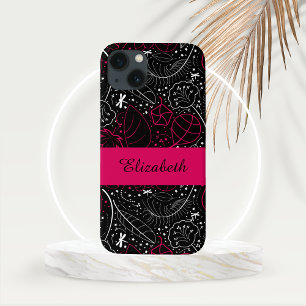 Gepersonaliseerde Vrouwelijke Veren en Bloemen iPhone 13 Hoesje