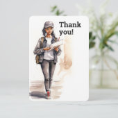 Gepersonaliseerde Vrouwen briefdrager Bedankkaart (Staand voorkant)