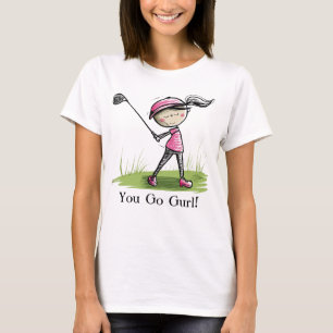 Gepersonaliseerde vrouwen golf T-shirt – Cartoon L