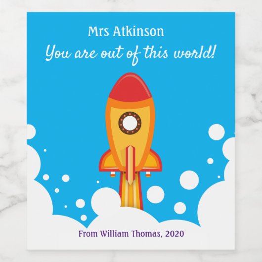 Gepersonaliseerde waardering voor leerkracht wijn etiket (Enkel label)