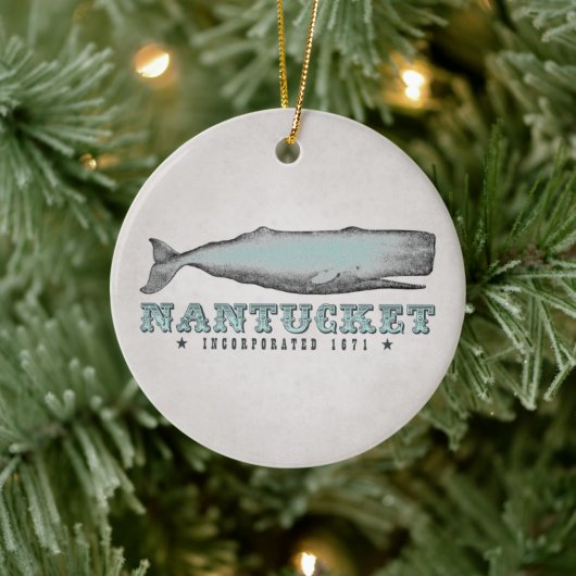 Gepersonaliseerde  walvis Nantucket Massachusetts Keramisch Ornament (Boom)
