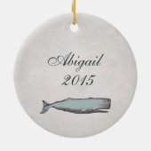 Gepersonaliseerde  walvis Nantucket Massachusetts Keramisch Ornament (Achterkant)