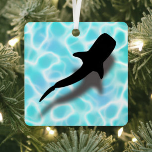 Gepersonaliseerde walvishaai met Shadow Beach Kers Metalen Ornament