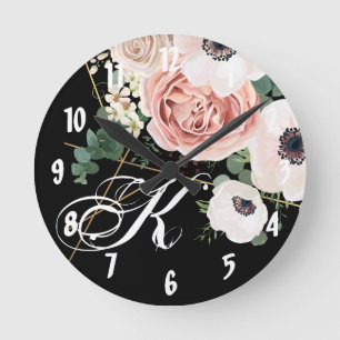 Gepersonaliseerde Wandklok Geometrische Tuin Roos Ronde Klok
