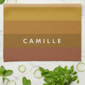 Gepersonaliseerde Warm Roze Terracotta Boho Stripe Theedoek (Gevouwen)