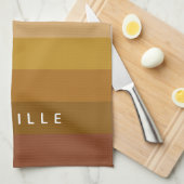 Gepersonaliseerde Warm Roze Terracotta Boho Stripe Theedoek (Quarter Fold)