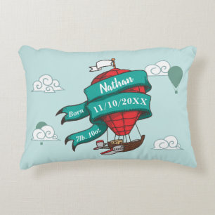 Gepersonaliseerde warme luchtballon Baby Birth Kee Accent Kussen