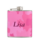 Gepersonaliseerde warmroze Camouflage-kolf Heupfles (Voorkant)