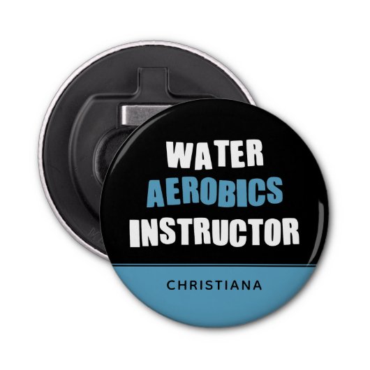 Gepersonaliseerde wateraerobics-instructeur button flesopener (Voorkant)