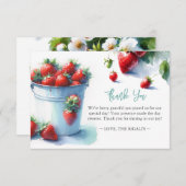 Gepersonaliseerde Waterverf aardbei dank u Bedankkaart (Voorkant / Achterkant)