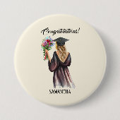 Gepersonaliseerde Waterverf Afstuderen (11) Ronde Button 7,6 Cm (Voorkant)