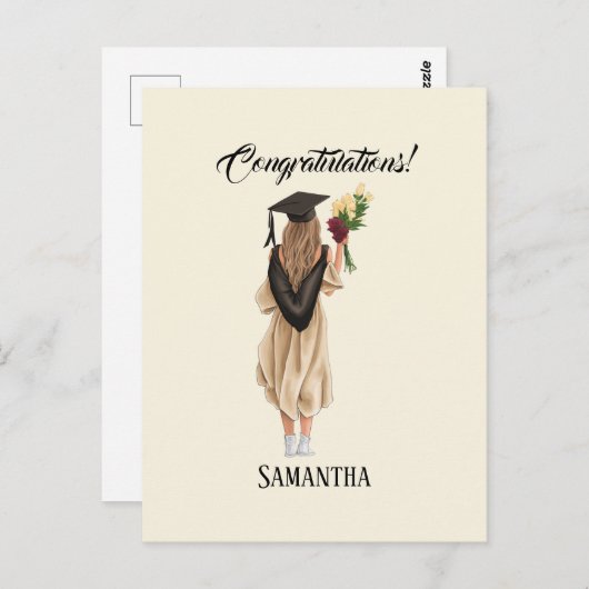 Gepersonaliseerde Waterverf Afstuderen (2) Briefkaart (Voorkant / Achterkant)