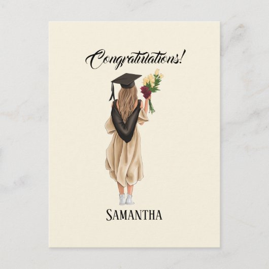 Gepersonaliseerde Waterverf Afstuderen (2) Briefkaart (Voorkant)