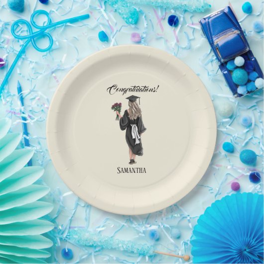 Gepersonaliseerde Waterverf Afstuderen (3) Papieren Bordje (Feest)