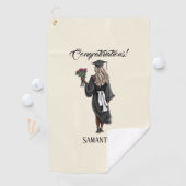 Gepersonaliseerde Waterverf Afstuderen (4) Golfhanddoek (Insitu)