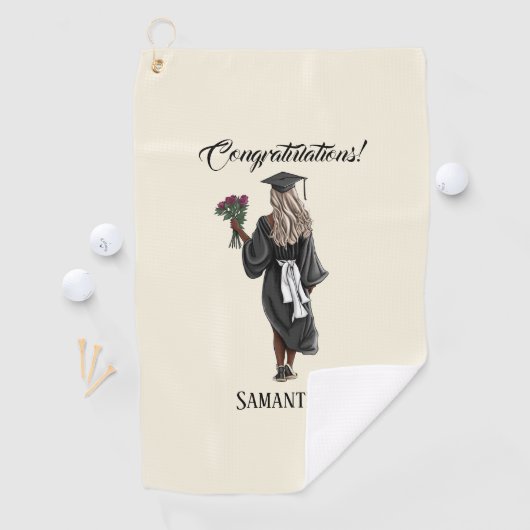 Gepersonaliseerde Waterverf Afstuderen (4) Golfhanddoek (Insitu)