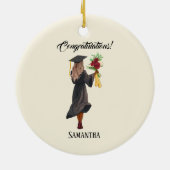 Gepersonaliseerde Waterverf Afstuderen (5) Keramisch Ornament (Achterkant)