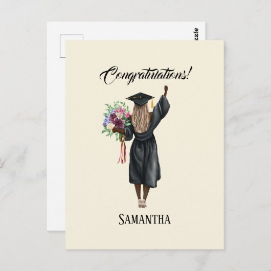 Gepersonaliseerde Waterverf Afstuderen (7) Briefkaart (Voorkant / Achterkant)
