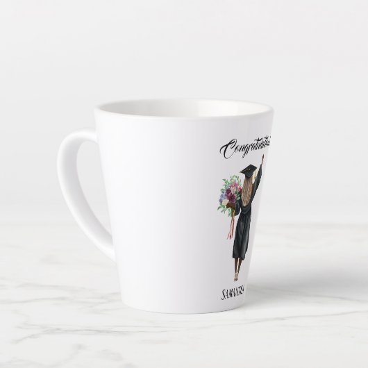 Gepersonaliseerde Waterverf Afstuderen (7) Latte Mok (Linkerhoek)