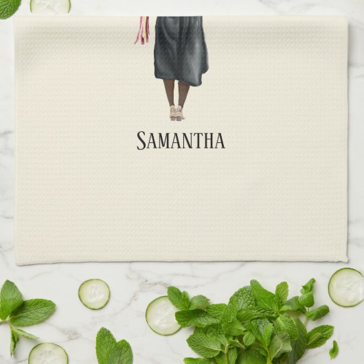 Gepersonaliseerde Waterverf Afstuderen (7) Theedoek (Gevouwen)