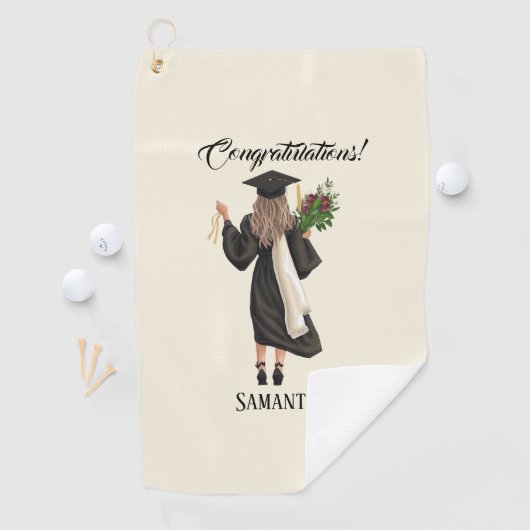 Gepersonaliseerde Waterverf Afstuderen (9) Golfhanddoek (Insitu)