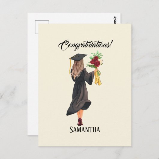Gepersonaliseerde Waterverf Afstuderen Briefkaart (Voorkant / Achterkant)