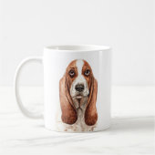Gepersonaliseerde Waterverf Basset Hound Mok (Links)