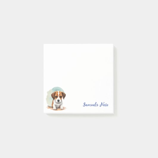 Gepersonaliseerde Waterverf Beagle Post-it Notes (Voorkant)