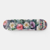 Gepersonaliseerde Waterverf Bloemen Monogram D Skateboard (Horizontaal)