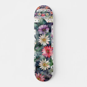 Gepersonaliseerde Waterverf Bloemen Monogram D Skateboard