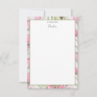 Gepersonaliseerde Waterverf Blush Roze Rosebuds Bedankkaart