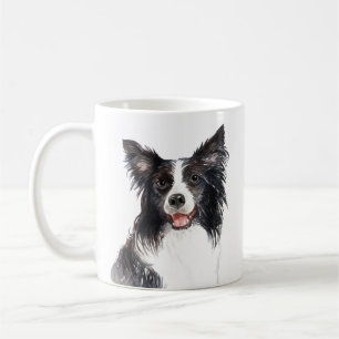 Gepersonaliseerde Waterverf Border Collie Koffiemok