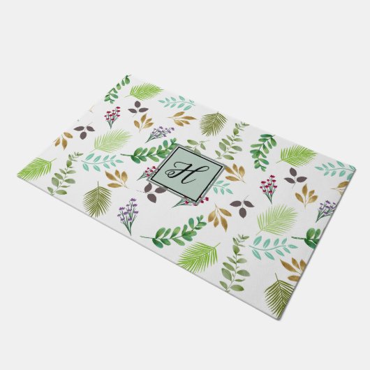 Gepersonaliseerde Waterverf Botanische Deurmat (Schuin)
