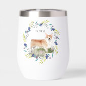 Gepersonaliseerde Waterverf Corgi en Spring Wreath (Achterkant)