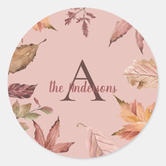 Gepersonaliseerde Waterverf Fall Leaves Ronde Sticker (Voorkant)