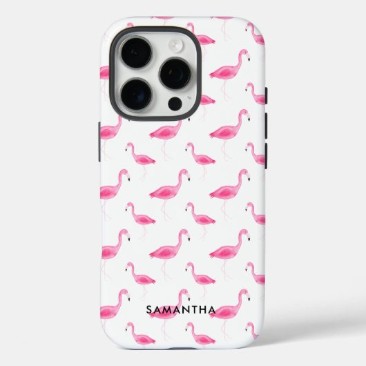 Gepersonaliseerde Waterverf Flamingo Case-Mate iPhone Case (Achterkant)