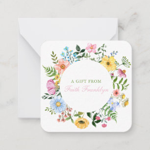 Gepersonaliseerde Waterverf Floral Gift Enclosure Notitiekaartje