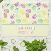 Gepersonaliseerde Waterverf Franse Macarons |Macar Theedoek (Gevouwen)