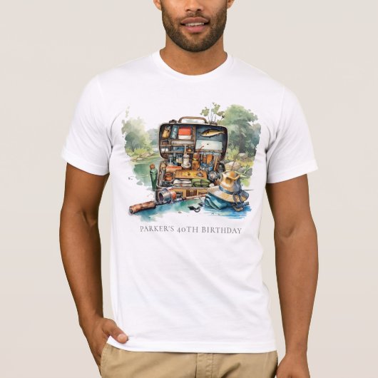 Gepersonaliseerde waterverf Gevist Verjaardagsfees T-shirt (Voorkant)