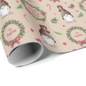 Gepersonaliseerde Waterverf Gnome Christmas Cadeaupapier (Rol Hoek)