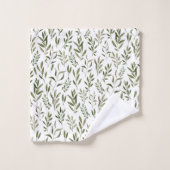 Gepersonaliseerde Waterverf groen bladeren Bad Handdoek (Wasdoekje)