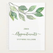 Gepersonaliseerde Waterverf groene afspraken Planner (Voorkant)
