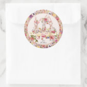 Gepersonaliseerde Waterverf Happy Easter Bunny Ronde Sticker (Tas)