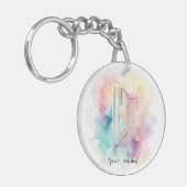 Gepersonaliseerde Waterverf Harp Sleutelhanger (Voorkant Links)