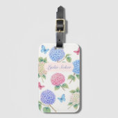 Gepersonaliseerde Waterverf Hortensia Bloemen Bagagelabel (Voorkant (verticaal))