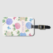 Gepersonaliseerde Waterverf Hortensia Bloemen Bagagelabel (Voorkant (horizontaal))