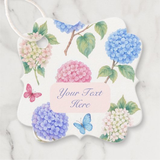 Gepersonaliseerde Waterverf Hortensia Gift Label (Voorkant)