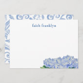 Gepersonaliseerde Waterverf Hortensia Stationery Bedankkaart (Voorkant / Achterkant)