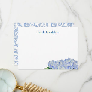 Gepersonaliseerde Waterverf Hortensia Stationery Bedankkaart